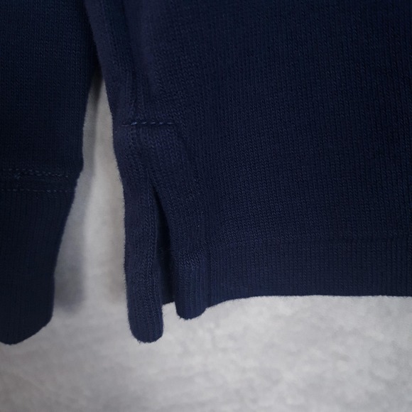 Polo Ralph Lauren Sweater Mens Large Navy Cotton 1/4 Zip Mock Neck Pullover FLAW - Picture 7 of 16
